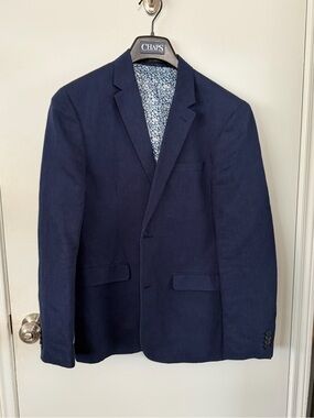H&M Navy Blue Men's Blazer - Slim Fit